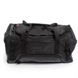 Ride Duffle Bag 2025 - Black duffel bag with zippered top and handle on side.