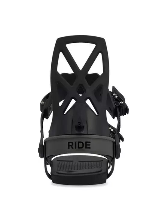 Ride A-4 Snowboard Binding 2025 - Black snowboard binding with a black plastic base and straps.