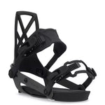 Ride A-4 Snowboard Binding 2025 - Black snowboard bindings with silver screws and buckles.