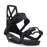 Ride A-4 Snowboard Binding 2025 - Black snowboard bindings with silver screws and buckles.