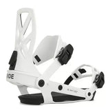 Ride A-4 Snowboard Binding 2025 - White snowboard bindings with black buckles and straps.