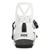 Ride A-4 Snowboard Binding 2025 - White snowboard binding with black straps and buckles.