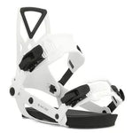 Ride A-4 Snowboard Binding 2025 - White snowboard bindings with black buckles and straps.