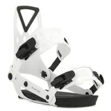 Ride A-4 Snowboard Binding 2025 - White snowboard bindings with black buckles and straps.