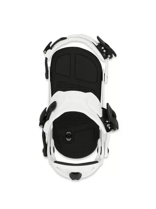 Ride A-4 Snowboard Binding 2025 - Black snowboard binding with silver screws and black straps.