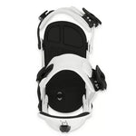 Ride Women's AL-6 Snowboard Binding 2025 - A black and white snowboard binding with a circular black baseplate, featuring two silver screws on each side.