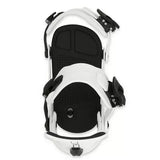 Ride Women's AL-6 Snowboard Binding 2025 - A black and white snowboard binding with a circular black baseplate, featuring two silver screws on each side.