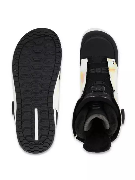 Ride Women's Hera Snowboard Boot 2024 - Black snowboard boot with a white logo on the side and black laces.