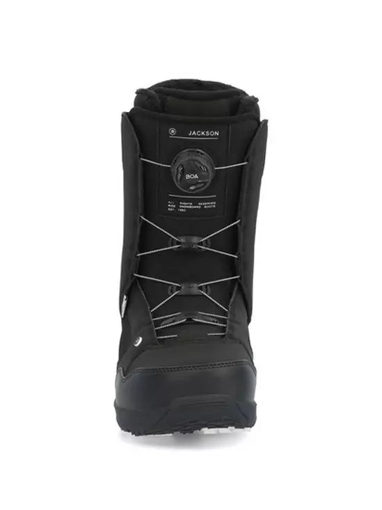 Ride Jackson Snowboard Boot 2025 - Black snowboard boot with white laces and a black BOA dial on top.