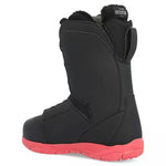 Ride Women's Karmyn Zonal Snowboard Boots 2024 - Black snowboard boots with a pink sole and black laces.