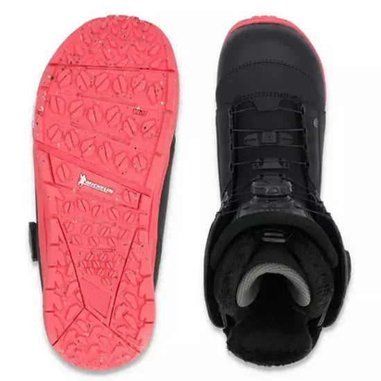 Ride Women's Karmyn Zonal Snowboard Boots 2024 - Black snowboard boots with a white logo on the heel and a textured sole.