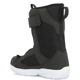 Ride Junior's Norris Snowboard Boot 2025 - Black snowboard boot with a strap on top and white soles.