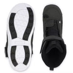 Ride Junior's Norris Snowboard Boot 2025 - Black snowboard boots with white laces and a silver logo on the side.