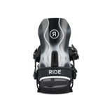 Ride A-10 Snowboard Bindings 2025 - Black bindings with white lettering and logo on top strap.
