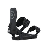 Ride A-6 Snowboard Bindings 2025 - Black bindings with silver logo on top plate and black straps.