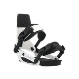 Ride A-6 Snowboard Bindings 2025 - White bindings with black buckles and straps.