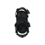 Ride A-8 Snowboard Bindings 2025 - Black bindings with silver screws and buckles on a white background.