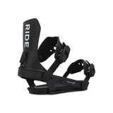 Ride A-8 Snowboard Bindings 2025 - Black bindings with silver screws and buckles.