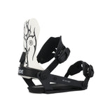 Ride A-8 Snowboard Bindings 2025 - Black bindings with white lettering and logo on top strap.