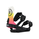 Ride A-8 Snowboard Bindings 2025 - Black bindings with silver screws and black straps on a white background.