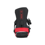 Ride Women's AL-6 Snowboard Binding - A black snowboard binding with a red strap and silver screws.