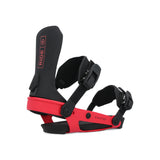 Ride Women's AL-6 Snowboard Binding - A black and red snowboard binding with a rectangular logo on top of the strap that says "RIDE" in white letters.
