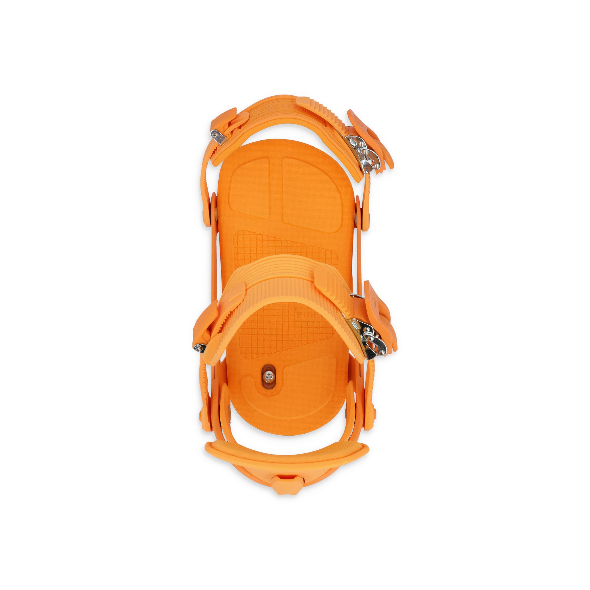 Ride Women's AL-6 Snowboard Binding - A bright orange snowboard binding with a textured pattern on the straps and silver buckles.