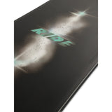 Ride Algorhythm Snowboard 2025 - A black snowboard with a white and green logo on top, featuring a stylized "A" shape design.