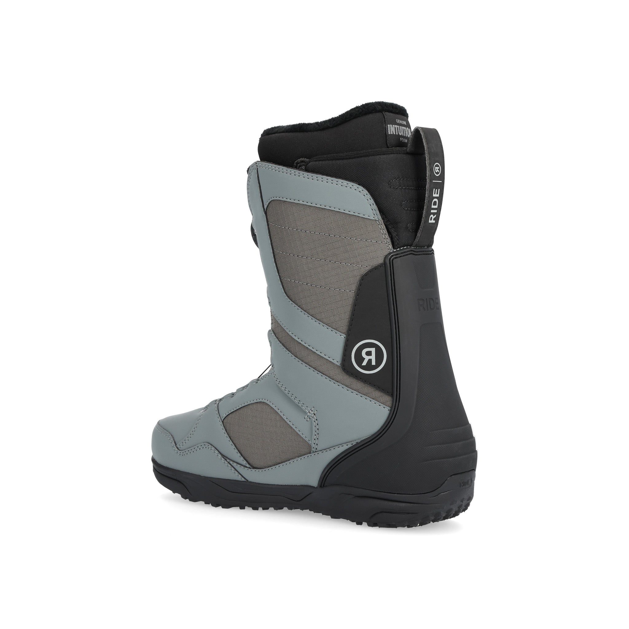 Ride Anthem Snowboard Boot 2025 - A black snowboard boot with a white logo on the side and a strap that goes across the top of the foot.