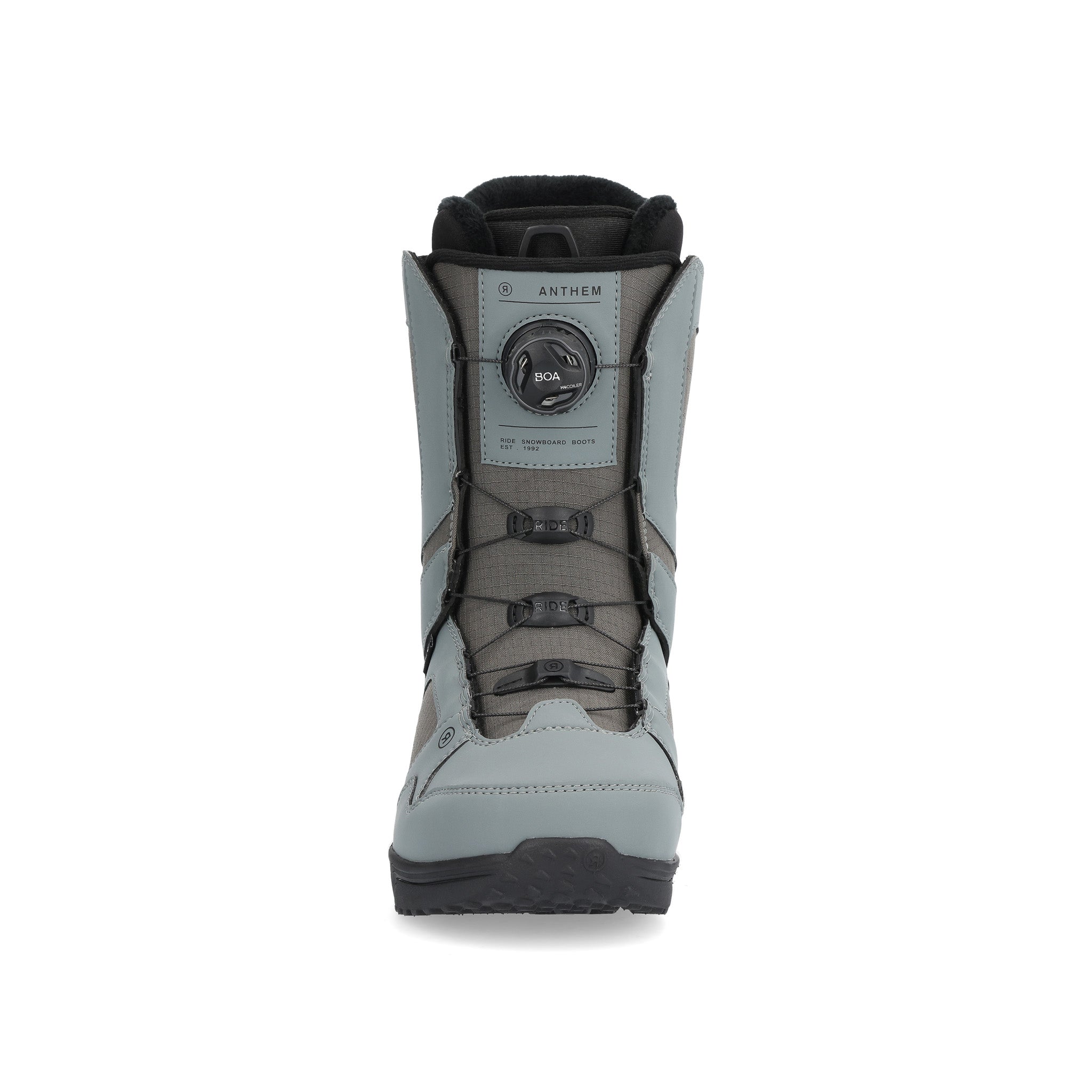 Ride Anthem Snowboard Boot 2025 - A gray snowboard boot with a black BOA dial on the side and a black sole.