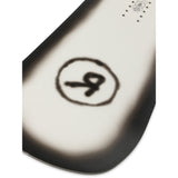 Ride Burnout Snowboard 2025 - A white snowboard with a black logo in the center of the board.