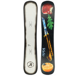 Ride Burnout Snowboard 2025 - A white snowboard with black edges and a logo at the bottom that says "Ride" in black letters.