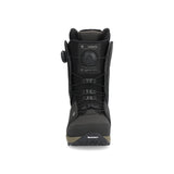 Ride Women's Cadence Snowboard Boot 2025 - Black snowboard boot with a round, black dial on the side and white stitching.