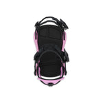 Ride Women's CL-4 Snowboard Binding - A black and pink snowboard binding with a textured footbed, featuring a pink strap on the right side.