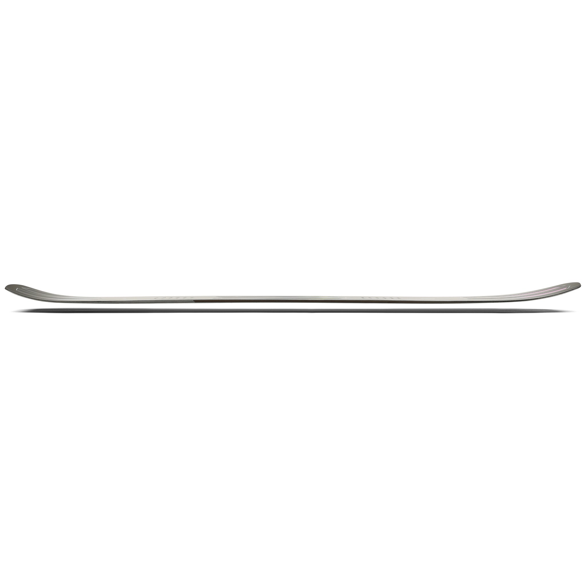 Ride Commissioner Snowboard 2025 - A sleek, black snowboard with a subtle white stripe on its top edge.