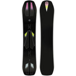 Ride Commissioner Snowboard 2025 - Black snowboard with yellow and pink accents on top sheet, featuring a geometric design.