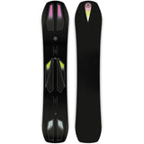Ride Commissioner Snowboard 2025 - Black snowboard with yellow and pink accents on top sheet, featuring a geometric design.