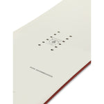 Ride Women's Compact Snowboard 2025 - A white snowboard with a black logo and text in the center, featuring a circular design with lines extending from it.