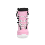 Ride Women's Context Snowboard Boot 2025 - A pink snowboard boot with a black strap and white laces.
