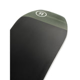 Ride Deep Fake Snowboard 2025 - A black snowboard with a white logo on top, featuring a distinctive "D" and "F" intertwined in a circular pattern.