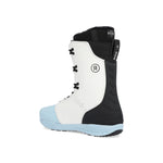 Ride Fuse Snowboard Boots 2025 - A pair of snowboard boots with a predominantly black upper and light blue accents on the toe cap, featuring a white logo on the side.