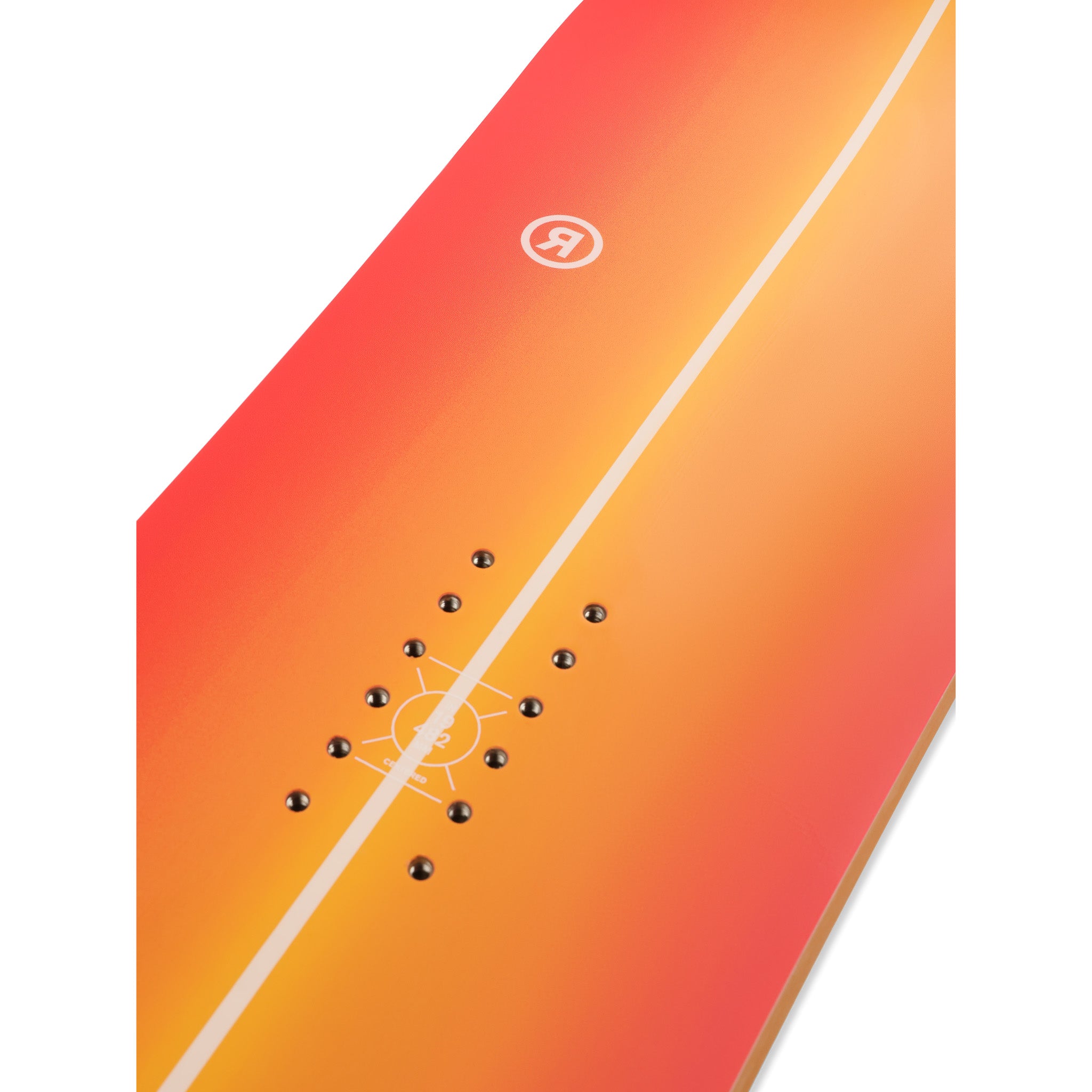 Ride Women's Heartbreaker Snowboard 2025 - A snowboard with a pink and purple ombre design, featuring a white logo on the top left corner of the board.