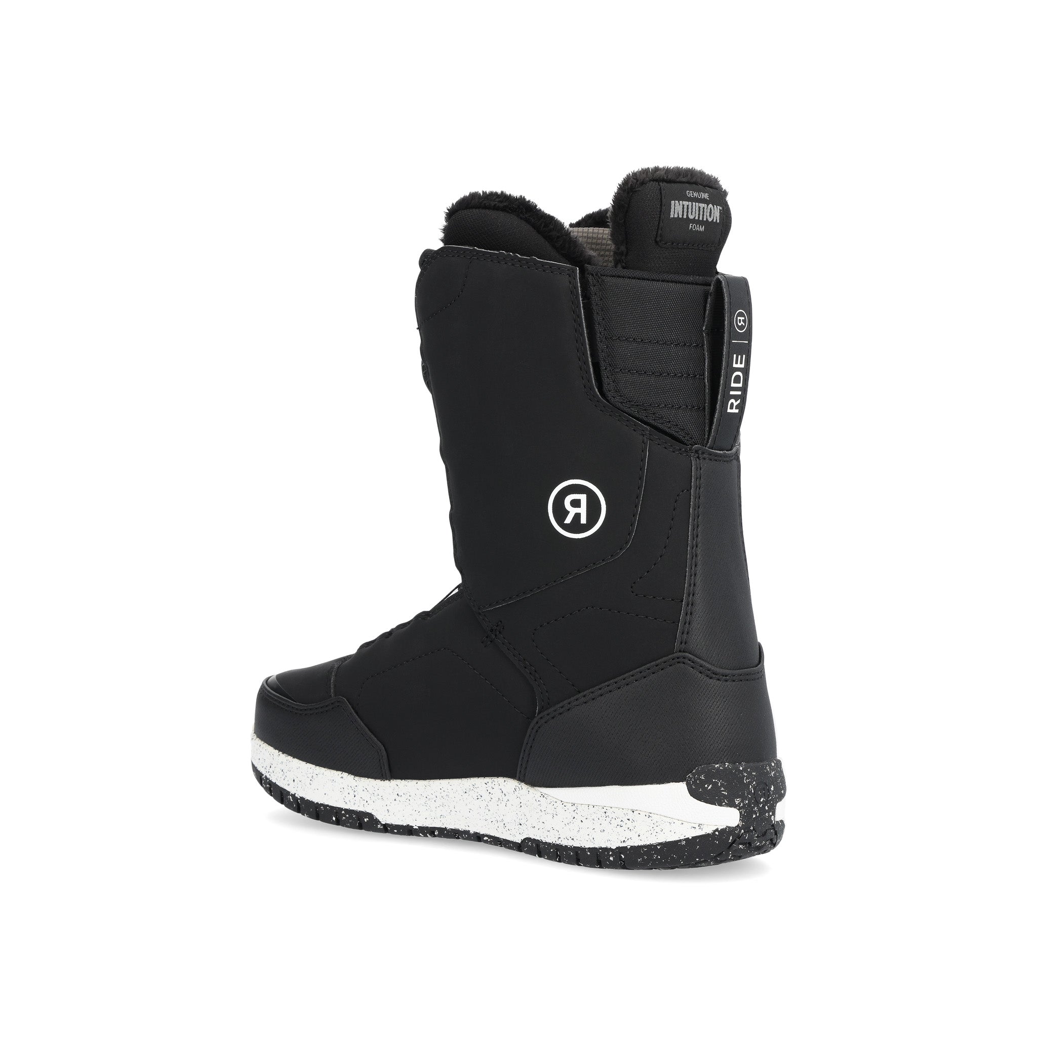 Ride Women's Hera Snowboard Boot 2025 - Black snowboard boot with a white logo on the side and black laces.