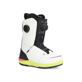 Ride Women's Hera Snowboard Boot 2025 - White snowboard boot with black laces and a black strap on top of the tongue.