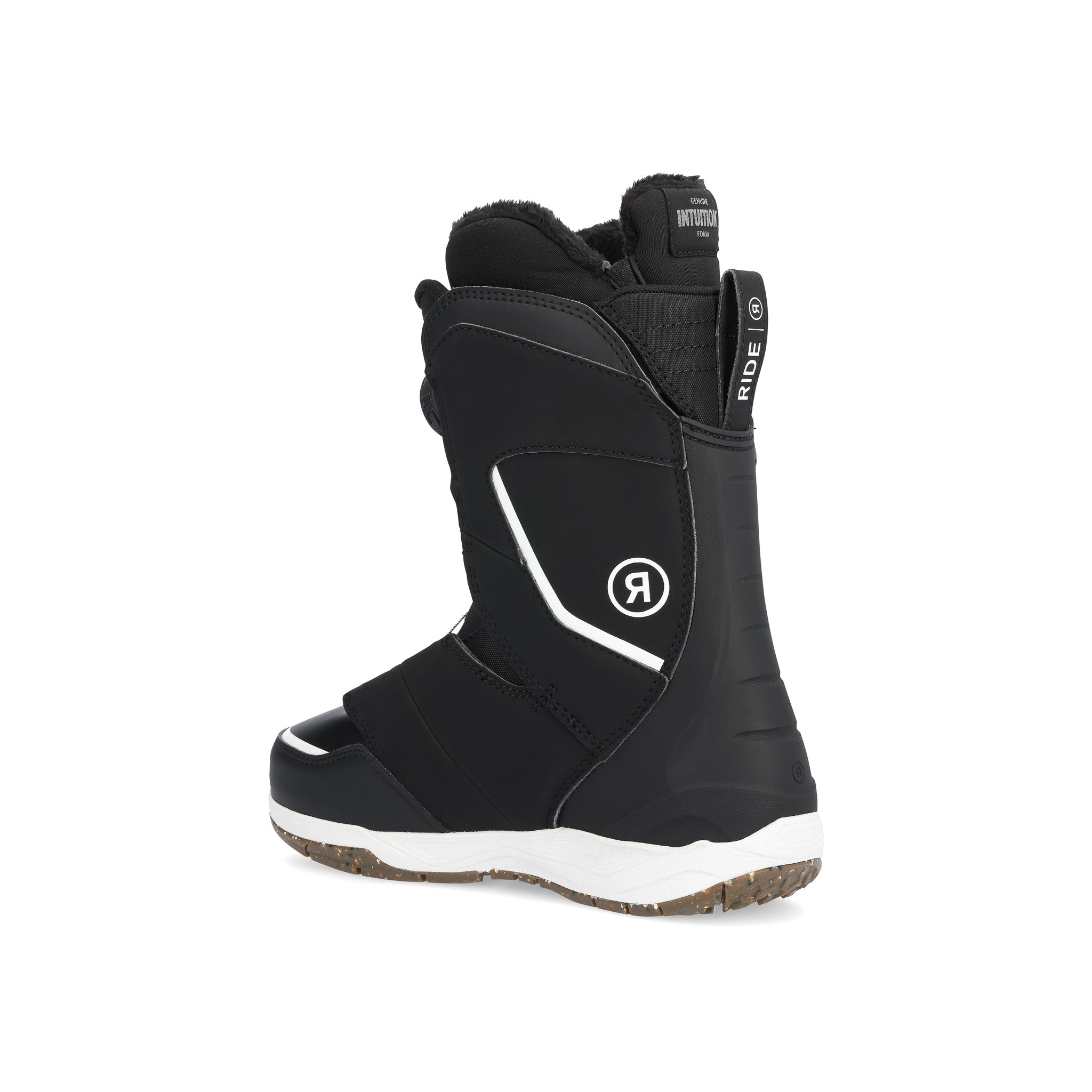 Ride Women's Hera Pro Snowboard Boot 2025 - Black snowboard boot with white accents and a white logo on the side.