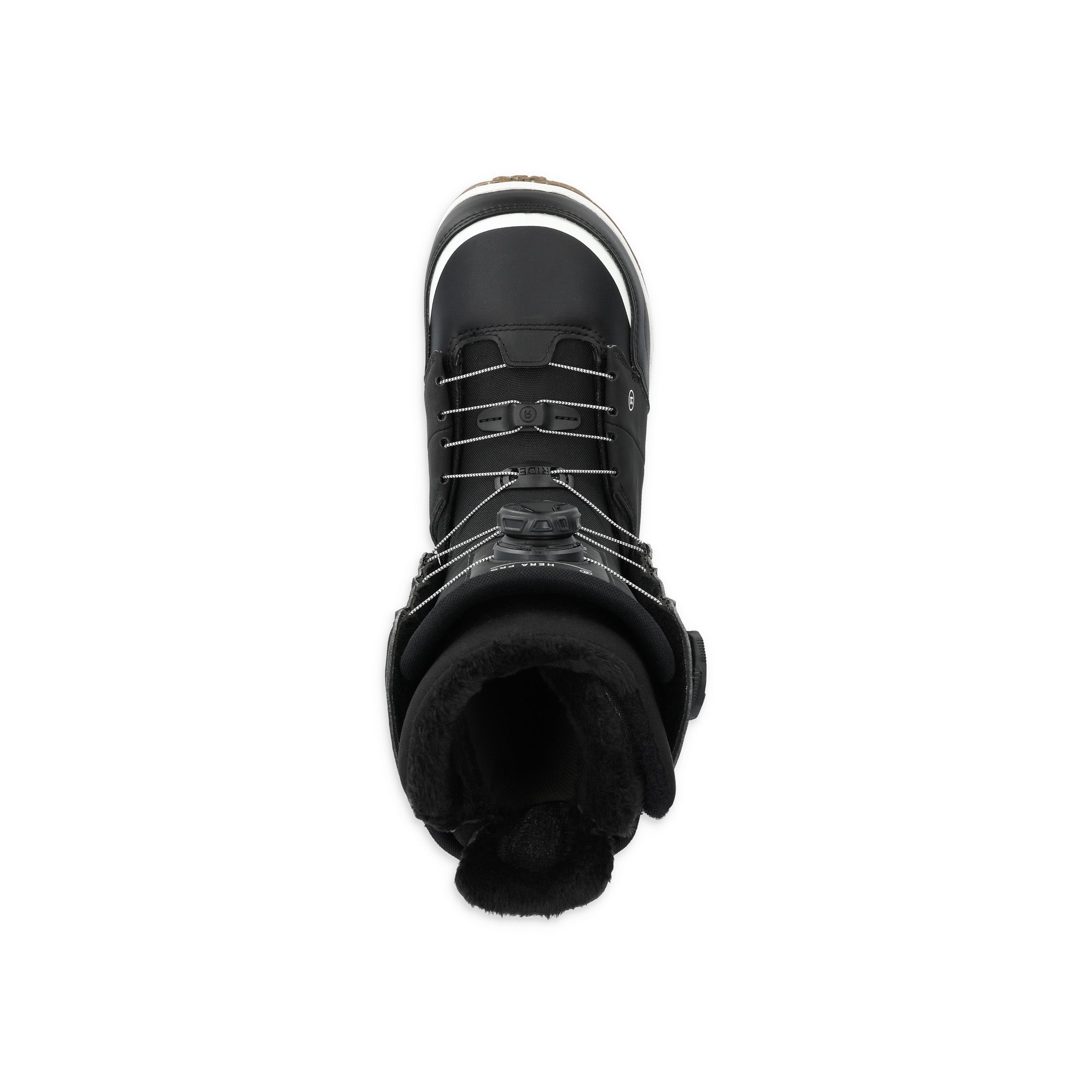 Ride Women's Hera Pro Snowboard Boot 2025 - Black snowboard boot with white stitching and silver buckles.