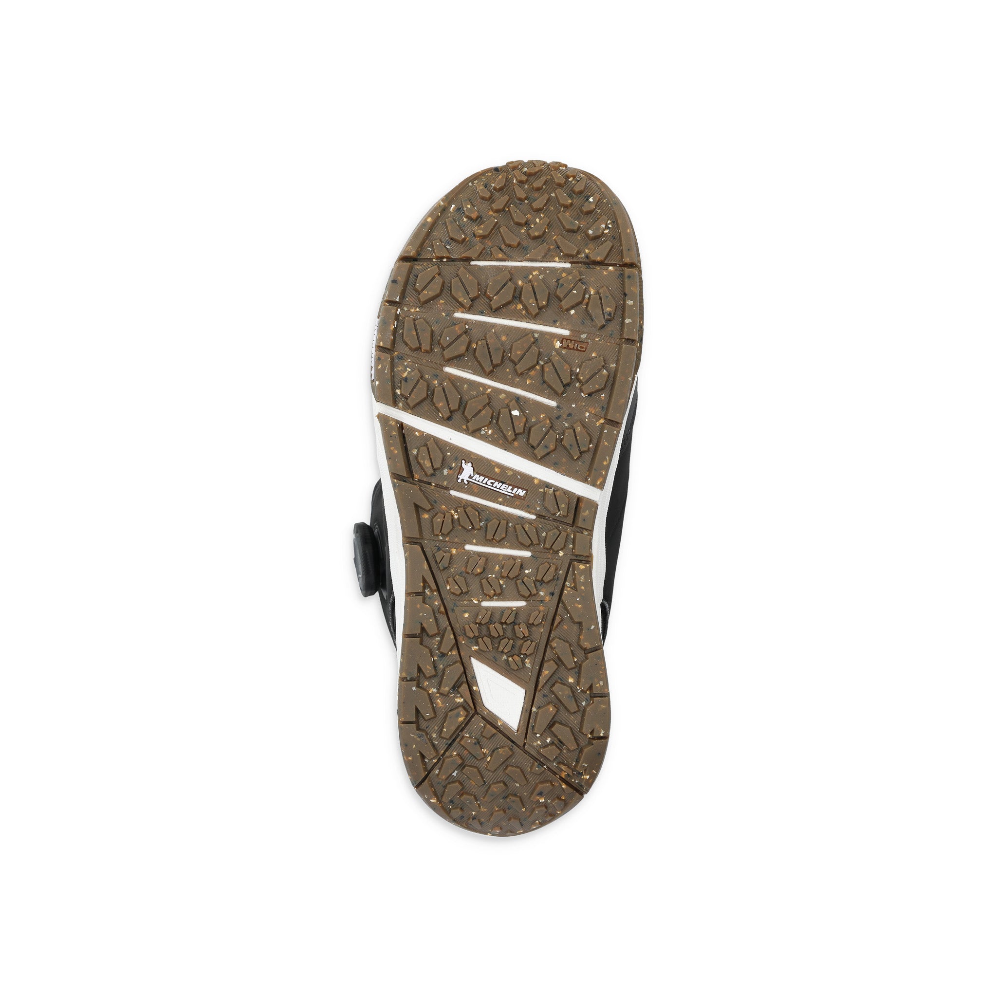 Ride Women's Hera Pro Snowboard Boot 2025 - A black and white snowboard boot with a textured brown sole.