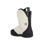 Ride Women's Hera Pro Snowboard Boot 2025 - A black and white snowboard boot with a strap closure, featuring a black logo on the side.