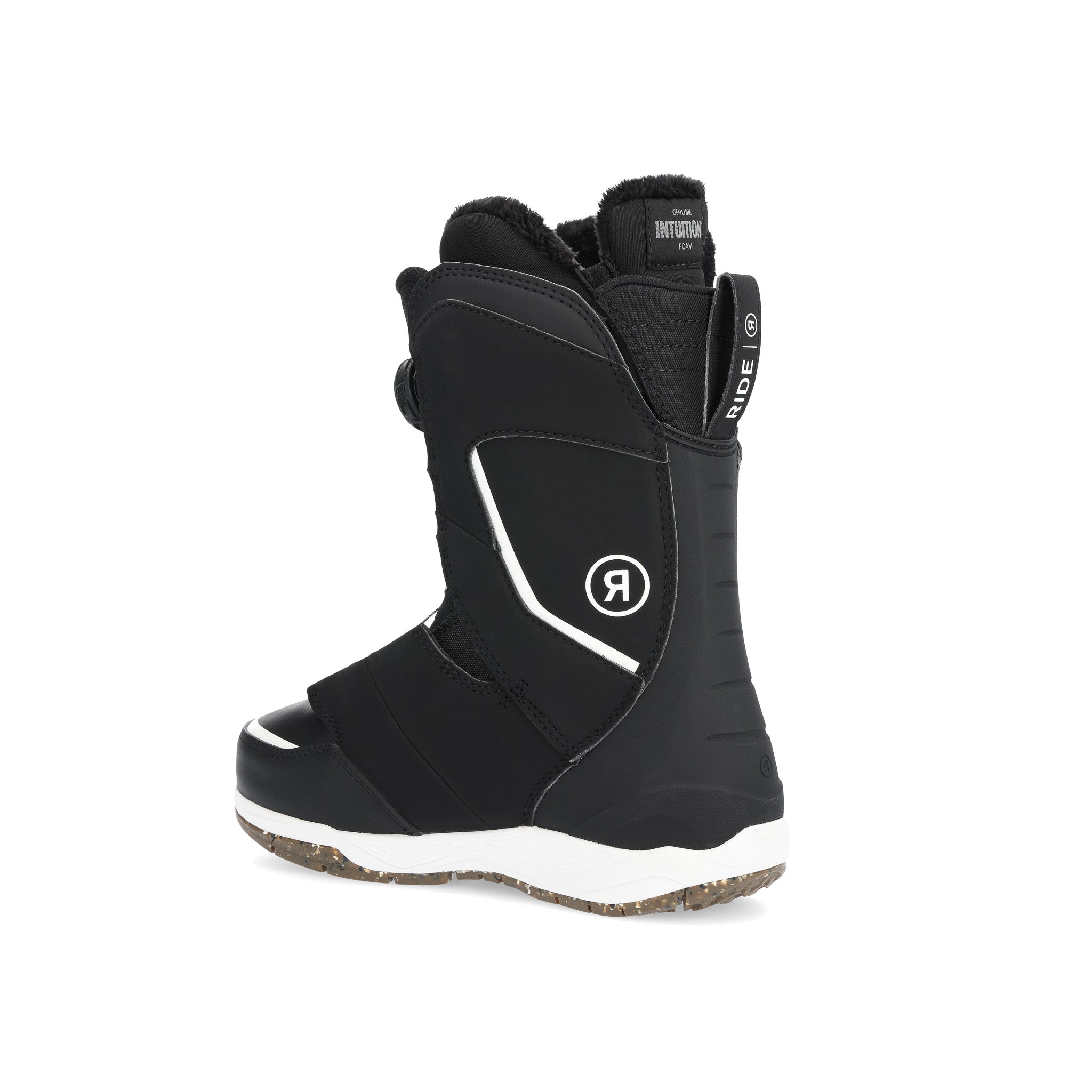 Ride Women's Hera Pro Snowboard Boot 2025 - Black snowboard boot with white accents and a white logo on the side.