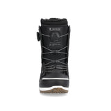 Ride Women's Hera Pro Snowboard Boot 2025 - Black snowboard boot with white accents and a black strap on the side.